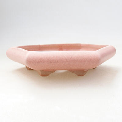 Ceramic bonsai bowl 13 x 15 x 3.5 cm, color pink - 1