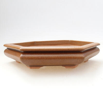 Ceramic bonsai bowl 15 x 17 x 4 cm, color brown - 1