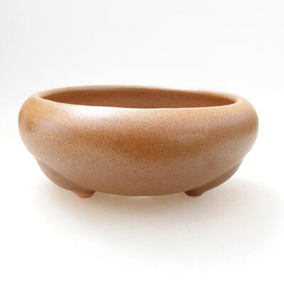 Ceramic bonsai bowl 12.5 x 12.5 x 6 cm, brown color - 1