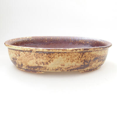 Ceramic bonsai bowl 21 x 16 x 5 cm, color brown-yellow - 1