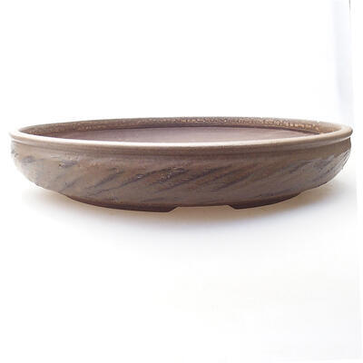 Ceramic bonsai bowl 39 x 39 x 7 cm, brown color - 1