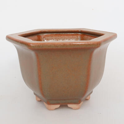 Ceramic bonsai bowl 13.5 x 12 x 8 cm, color brown - 1