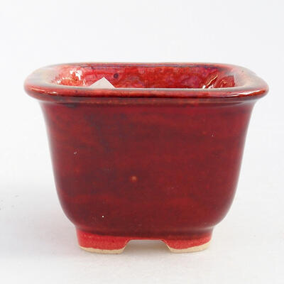 Ceramic bonsai bowl 6.5 x 6.5 x 5 cm, color red - 1