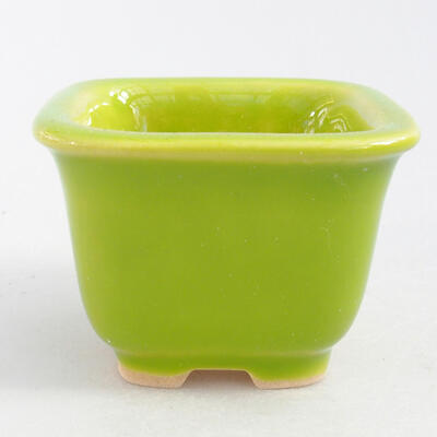 Ceramic bonsai bowl 6.5 x 6.5 x 5 cm, color green - 1