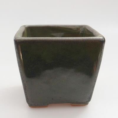 Ceramic bonsai bowl 7 x 7 x 6.5 cm, color green - 1