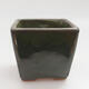 Ceramic bonsai bowl 7 x 7 x 6.5 cm, color green - 1/3