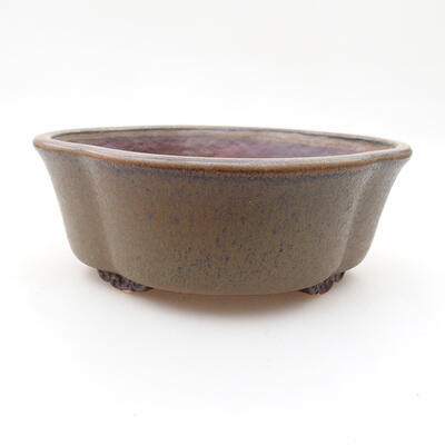 Ceramic bonsai bowl 14 x 13 x 5 cm, color green-brown - 1