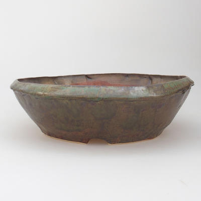 Ceramic bonsai bowl 28 x 28 x 8 cm, brown-green color - 1