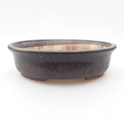 Ceramic bonsai bowl 15 x 13.5 x 4 cm, brown color - 1