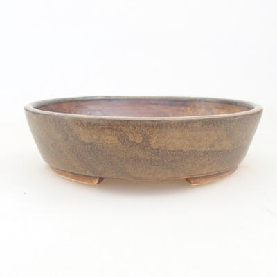 Ceramic bonsai bowl 14 x 13 x 3.5 cm, color brown - 1