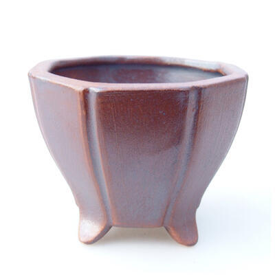 Ceramic bonsai bowl 6.5 x 6.5 x 5.5 cm, metal color - 1