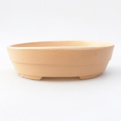 Ceramic bonsai bowl 13.5 x 10.5 x 3.5 cm, beige color - 1