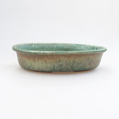 Ceramic bonsai bowl 14.5 x 10.5 x 3.5 cm, color green - 1