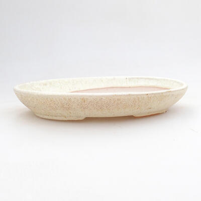 Ceramic bonsai bowl 15 x 11 x 2.5 cm, beige color - 1