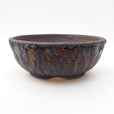 Ceramic bonsai bowl 16 x 16 x 6.5 cm, color crack yellow - 1