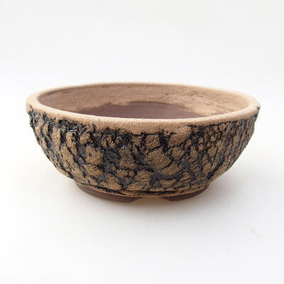 Ceramic bonsai bowl 14.5 x 14.5 x 6 cm, crack black - 1