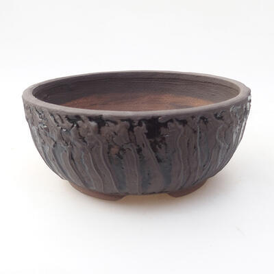 Ceramic bonsai bowl 16 x 16 x 7 cm, crack black - 1