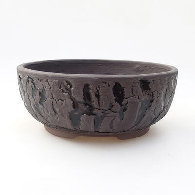 Ceramic bonsai bowl 16 x 16 x 6.5 cm, color crack black - 1