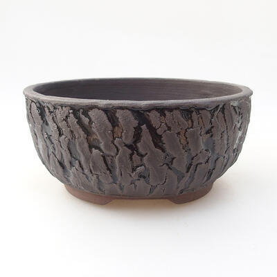 Ceramic bonsai bowl 15 x 15 x 7 cm, crack black - 1