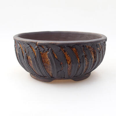 Ceramic bonsai bowl 14 x 14 x 6.5 cm, color crack yellow - 1