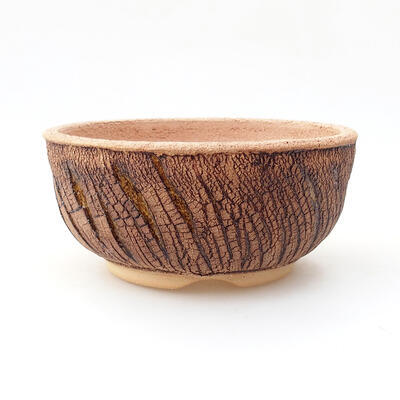 Ceramic bonsai bowl 14 x 14 x 6.5 cm, color crack yellow - 1