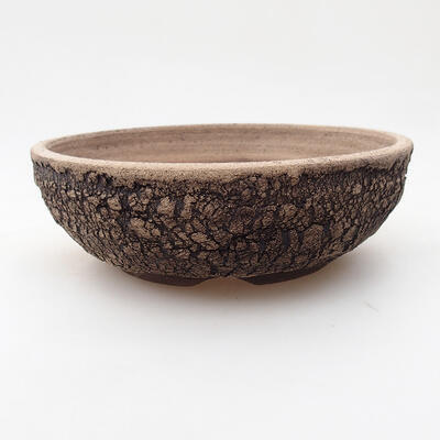 Ceramic bonsai bowl 17.5 x 17.5 x 6 cm, crack black - 1