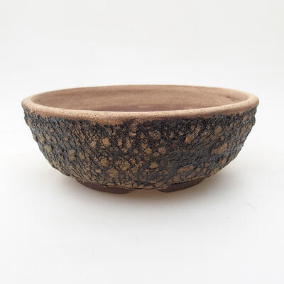 Ceramic bonsai bowl 17.5 x 17.5 x 6.5 cm, crack black - 1
