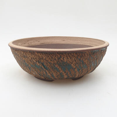 Ceramic bonsai bowl 17.5 x 17.5 x 6 cm, color crack green - 1