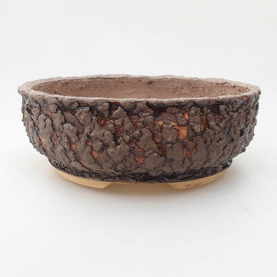 Ceramic bonsai bowl 18.5 x 18.5 x 7 cm, crack-yellow color - 1