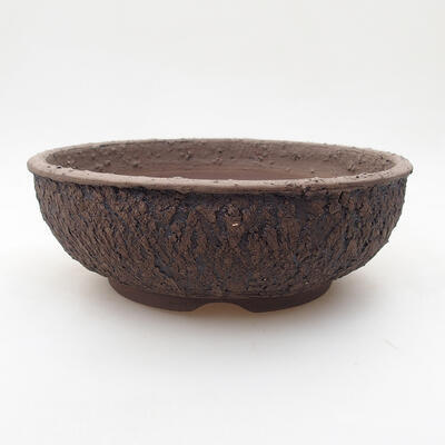 Ceramic bonsai bowl 19 x 19 x 6.5 cm, cracked black - 1