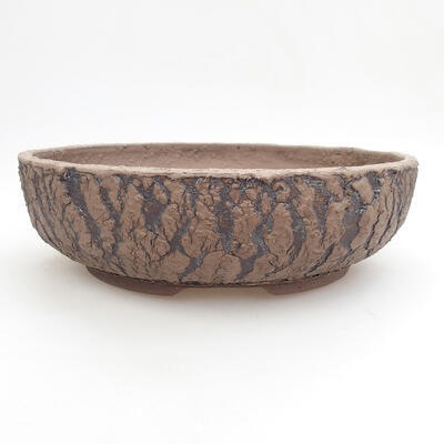 Ceramic bonsai bowl 23.5 x 23.5 x 7.5 cm, crack black - 1