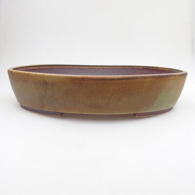 Ceramic bonsai bowl 32 x 27.5 x 7 cm, color brown-green - 1