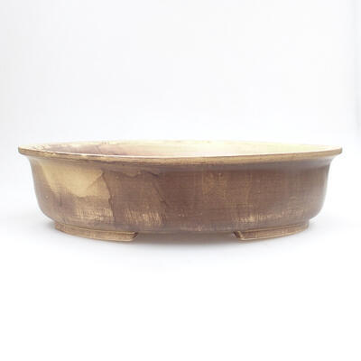 Ceramic bonsai bowl 34 x 28.5 x 8.5 cm, color brown-yellow - 1