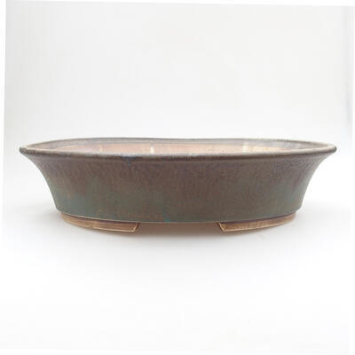Ceramic bonsai bowl 32.5 x 28.5 x 8 cm, brown-green color - 1