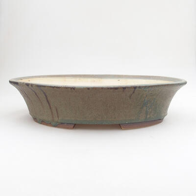 Ceramic bonsai bowl 33 x 28.5 x 8 cm, color brown-green - 1
