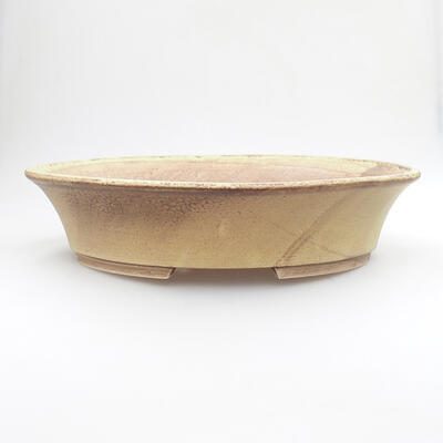 Ceramic bonsai bowl 32.5 x 28 x 8 cm, color brown-yellow - 1