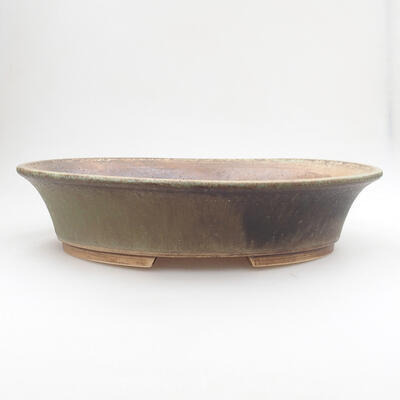 Ceramic bonsai bowl 33 x 29 x 8 cm, color brown-green - 1