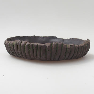 Ceramic bonsai bowl 2nd quality 19,5 x 19,5 x 4 cm, brown-green color - 1