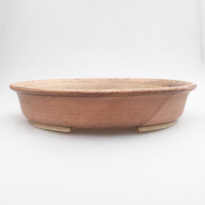 Ceramic bonsai bowl 28 x 24.5 x 6.5 cm, brown-pink color - 1