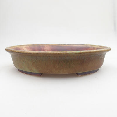 Ceramic bonsai bowl 24 x 21.5 x 5.5 cm, color brown-green - 1