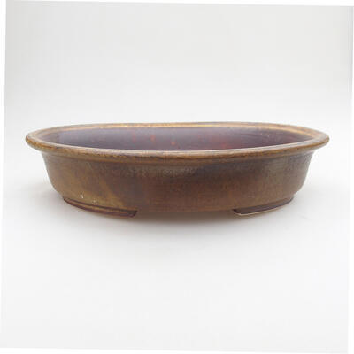 Ceramic bonsai bowl 24 x 21.5 x 5.5 cm, brown color - 1