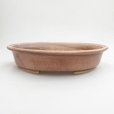 Ceramic bonsai bowl 24 x 21.5 x 5.5 cm, brown-pink color - 1