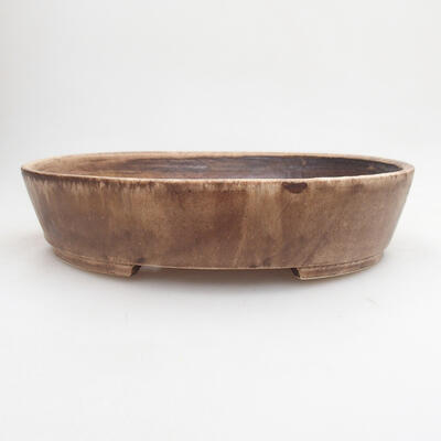 Ceramic bonsai bowl 22 x 19.5 x 5.5 cm, brown color - 1