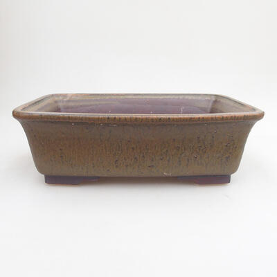 Ceramic bonsai bowl 21 x 17 x 7.5 cm, brown color - 1
