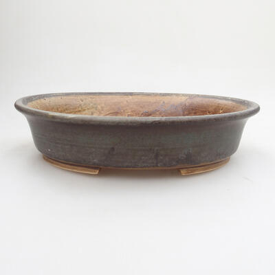 Ceramic bonsai bowl 20 x 17.5 x 5.5 cm, color green-brown - 1