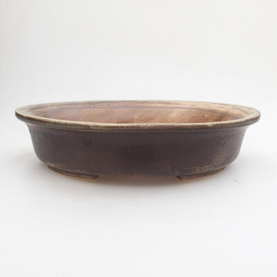 Ceramic bonsai bowl 20.5 x 18 x 5.5 cm, brown color - 1