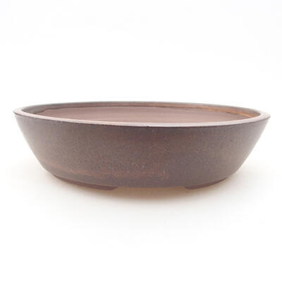 Ceramic bonsai bowl 19 x 19 x 4.5 cm, brown color - 1