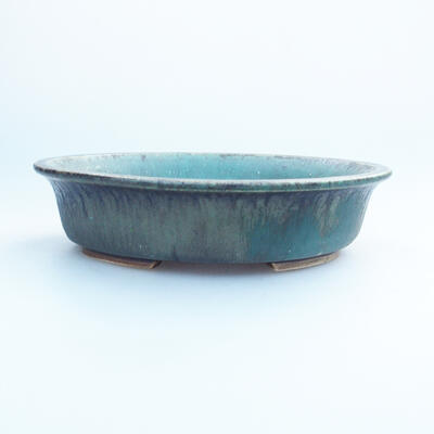Ceramic bonsai bowl 18 x 16 x 5 cm, color green-black - 1