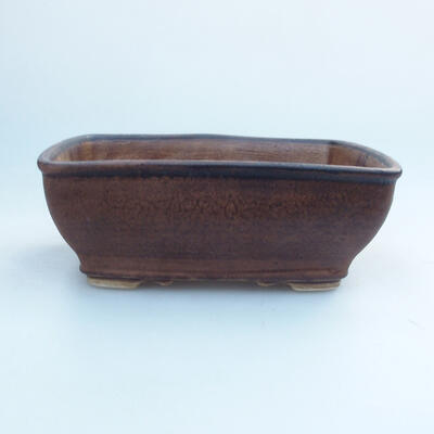 Ceramic bonsai bowl 14.5 x 12 x 5.5 cm, brown color - 1