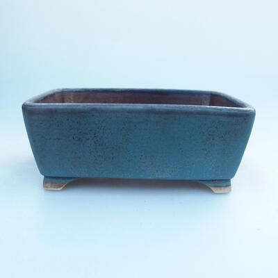 Ceramic bonsai bowl 13 x 10.5 x 5.5 cm, blue-black color - 1